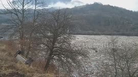 Garbage on the lake in Serbia, Europe