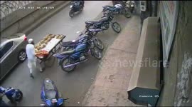Street hawker survives amazing accident when bus hits him