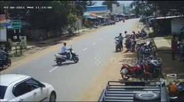 Three men cheat death after speeding car crashes in scooter and motorcycle in India’s Tamil Nadu