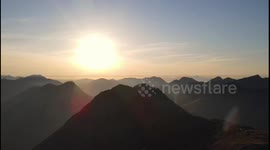 Drone footage mountain reveal