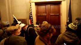 Stop The Steal Protester Attempts To Break Mitch McConnell's Door on January 6th, 2021