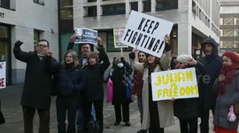 Julian Assange supporters wait for court departure after bail denial
