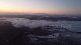 Freezing mist covers Welsh valley as Met Office issue yellow weather warning for snow and ice