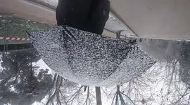 Comienza a nevar en el parque del retiro en Madrid, España