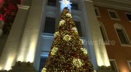 Moscow's Tverskaya Square sparkles with Christmas lights and festive installations