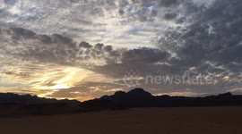 Sunset time-lapse in the Wadi Rum desert, Jordan
