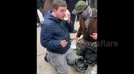 Trump supporters wash faces with water after police fire pepper spray