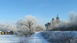 Beautiful rime ice or frost along the shores of Lake Superior