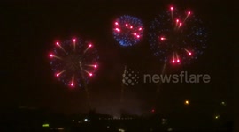 Fireworks festival for Orthodoxy Christmas celebration in St Petersburg, Russia
