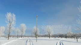 Beautiful Rime Ice and blue skies along the shores of Lake Superior