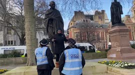 Woman arrested at Gandhi Statue Parliament Square Anti Lockdown Protest London Jan 2021