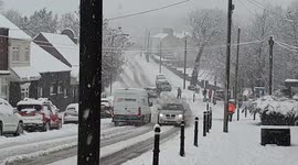 Heavy snowfall causes travel disruption in County Durham, UK