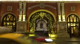 Christmas lights on Petrovka Street in Moscow