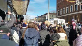 Democrats gather outside Republican Congresswoman Nicole Malliotakis in Brooklyn ny and demand she invokes the 25th amendment on president trump