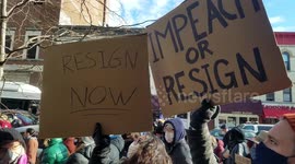 Bayridge Democrats gather outside Republican Congresswoman Nicole Malliotakis in Brooklyn ny demanding she invokes the 25th amendment on president trump