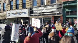 Bayridge Democrats gather outside Republican Congresswoman Nicole Malliotakis in Brooklyn ny and demand she invokes the 25th amendment on president trump