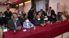 Palestinians attend a ceremony marking the first anniversary of the killing of Iranian Revolutionary Guards commander Qasem Soleimani  , in Gaza City,
