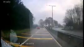 Car Deliberately Drives into Van on UK Roundabout Caught on Dashcam