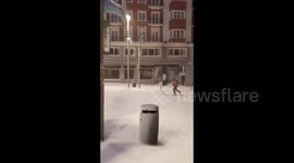 Spain: Skiers Take To Madrid Streets As Filomena Brings Heavy Snowfall 5