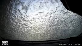Water splashed onto car windscreen freezes within seconds in northern China