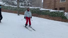 Skiers take over Madrid as Storm Filomena buries city in snow