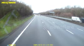 Van pulls out infront of HGV on Motorway