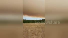 Clouds of smoke shroud sky as bushfire burns in South Australia