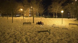 Unprecedented cold wave after storm Philomena during the coronavirus pandemic in Madrid on January 11st, 2021.