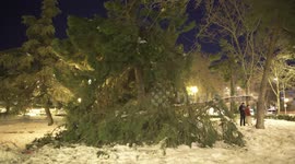 Unprecedented cold wave after storm Philomena during the coronavirus pandemic in Madrid on January 11st, 2021.