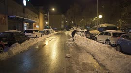 Unprecedented cold wave after storm Philomena during the coronavirus pandemic in Madrid on January 11st, 2021.