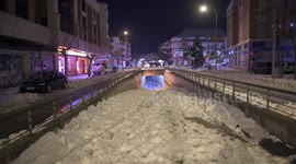Unprecedented cold wave after storm Philomena during the coronavirus pandemic in Madrid on January 11st, 2021.