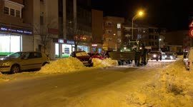 Unprecedented cold wave after storm Philomena during the coronavirus pandemic in Madrid on January 11st, 2021.