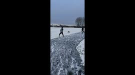 Dog takes lad for a walk in the snow - Dog walk funny fail