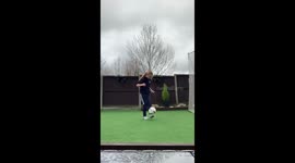 Soccer-playing, 12-year-old girl unfazed by UK sonic boom during dribbling exercise