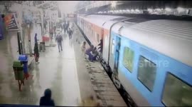 Moment alert constable saves woman from being crushed under moving train in northern India