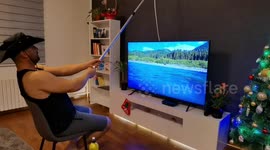 Bosnian man has ingenious life hack so he can go fishing at home during lockdown