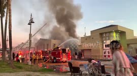 Venice Beach homeless encampment catches fire in California