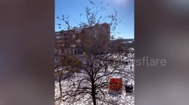 Snow covers streets of Madrid, Spain