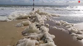 Big Waves And Seafoam At Bournemouth, United Kingdom