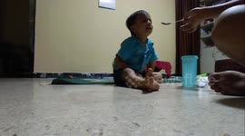 The child's funny reaction when he eats bitter medicine that was so sugarless
