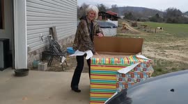 US mum screams with disbelief as she unboxes her soldier son in surprise reunion