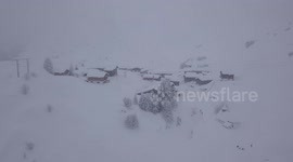 Town in Swiss Alps completely snowed in