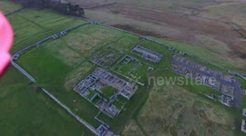 Drone pilot sees strange pink blob while filming Hadrian's Wall