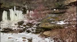 Frozen waterfall at Wequiock Falls in Green Bay Wisconsin