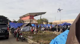 Current situation of refugees after the earthquake in Mamuju, West Sulawesi, Indonesia.