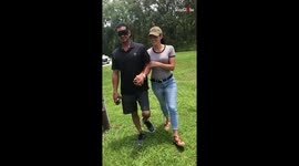 Blindfolded US dad is reunited with military son in Father's Day surprise