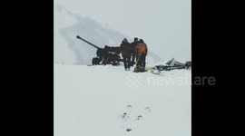 Forced descent of avalanches in Dombay, Karachay-Cherkessia, Russia