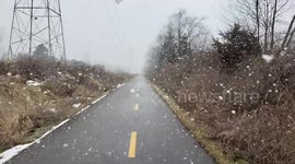 Southeast Michigan snowfall on rails-to-trails route in Oakland County
