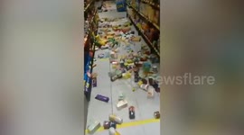 Items spilt all over shop floor as magnitude 6.4 earthquake strikes Argentina