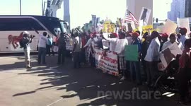 Striking taxi drivers protest in Las Vegas